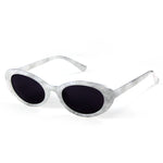 Oval sunglasses on model, front view