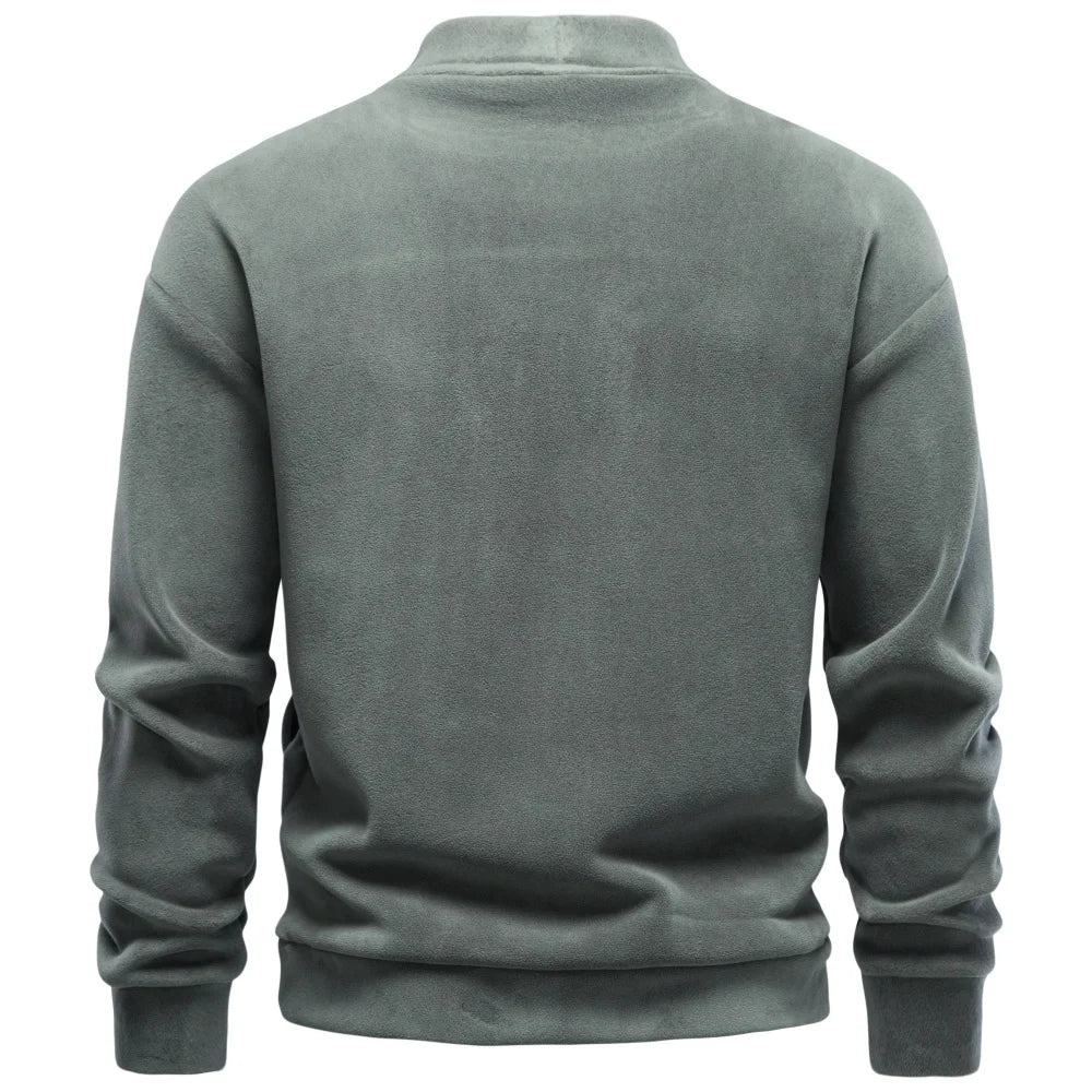 Oversized mock neck sweatshirt, back view