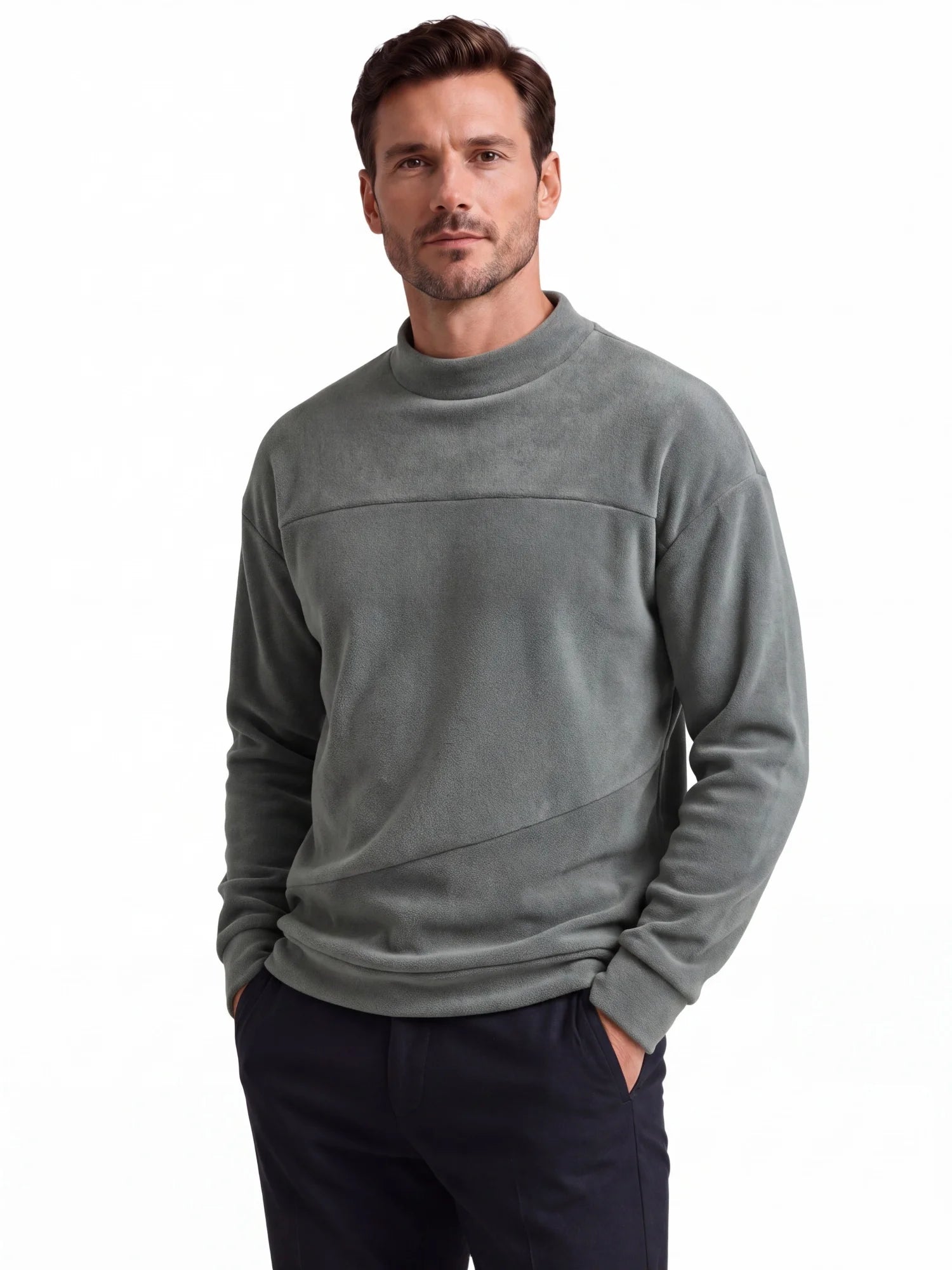Oversized mock neck sweatshirt, collar detail