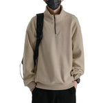 Oversized quarter-zip fleece pullover sweatshirt, side view