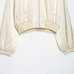 Oversized satin varsity bomber jacket, collar and zip detail