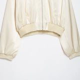 Oversized satin varsity bomber jacket, collar and zip detail