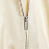 Oversized satin varsity bomber jacket, side view