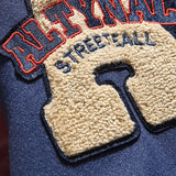 Oversized varsity letterman jacket, embroidery detail