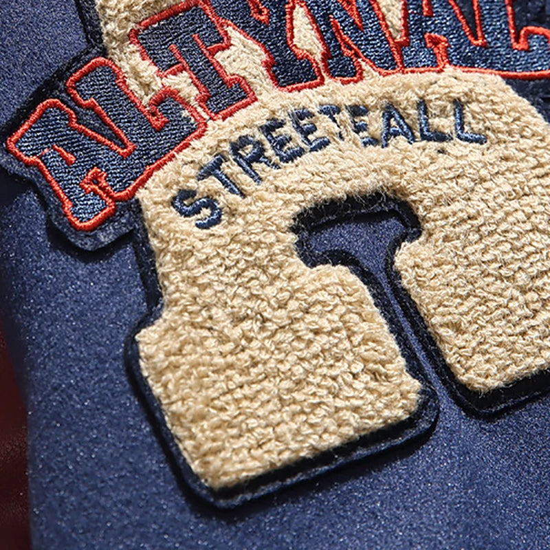Oversized varsity letterman jacket, embroidery detail