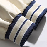 Oversized varsity letterman jacket, side view