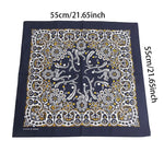 Paisley bandana tied as a hair accessory