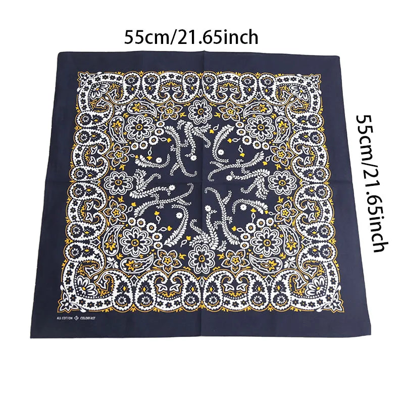 Paisley bandana tied as a hair accessory