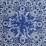 Paisley bandana worn as a neck scarf