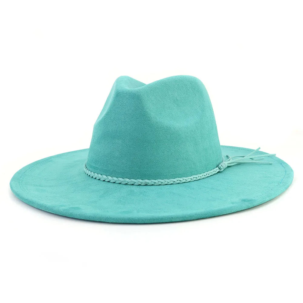 Wide Brim Suede Fedora Hat