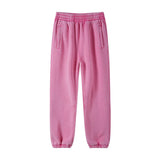 Pink Men's baggy washed fleece sweatpants — close-up