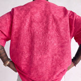 Pink Mineral washed oversized graphic tee, crew neck collar detail