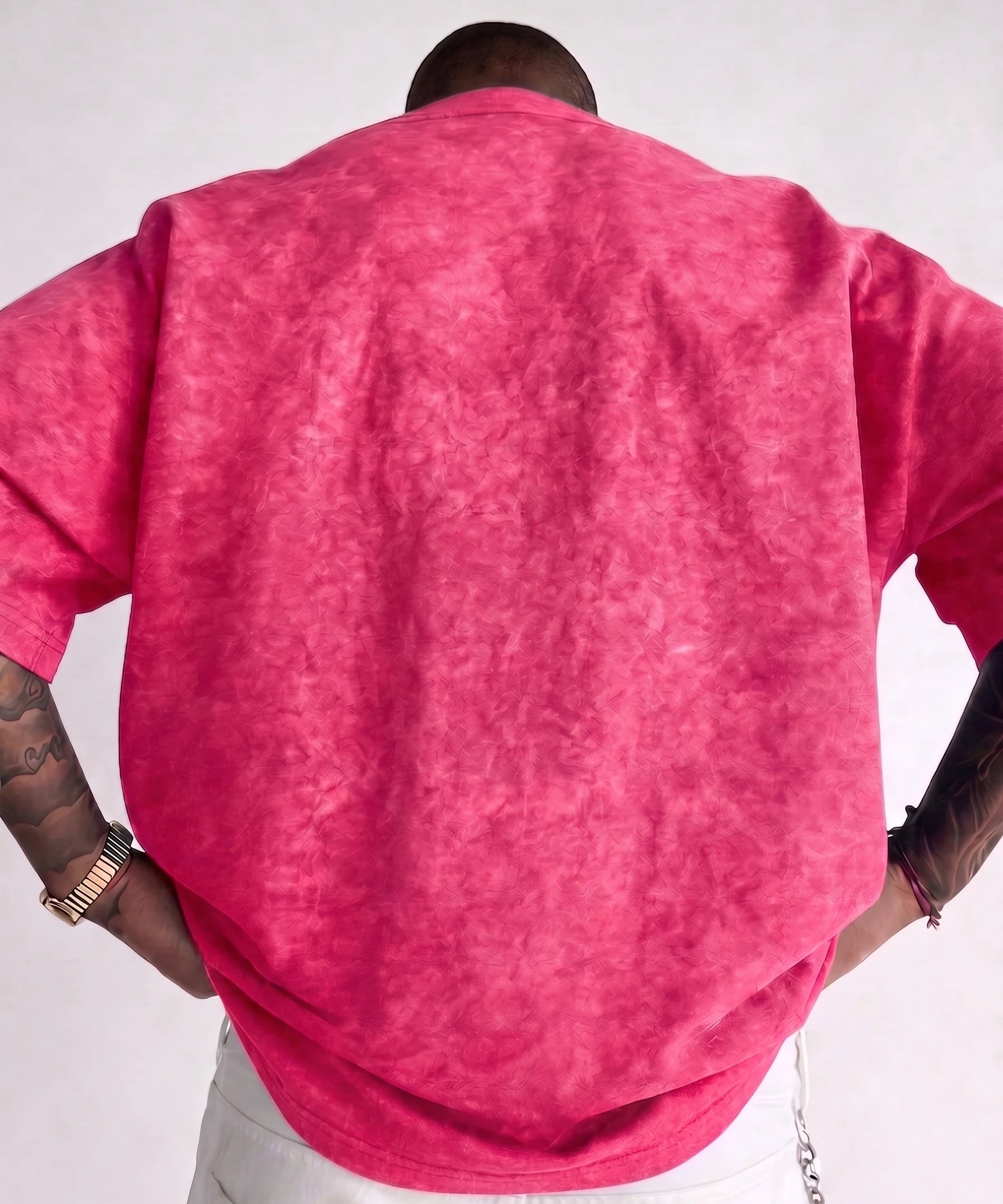 Pink Mineral washed oversized graphic tee, crew neck collar detail