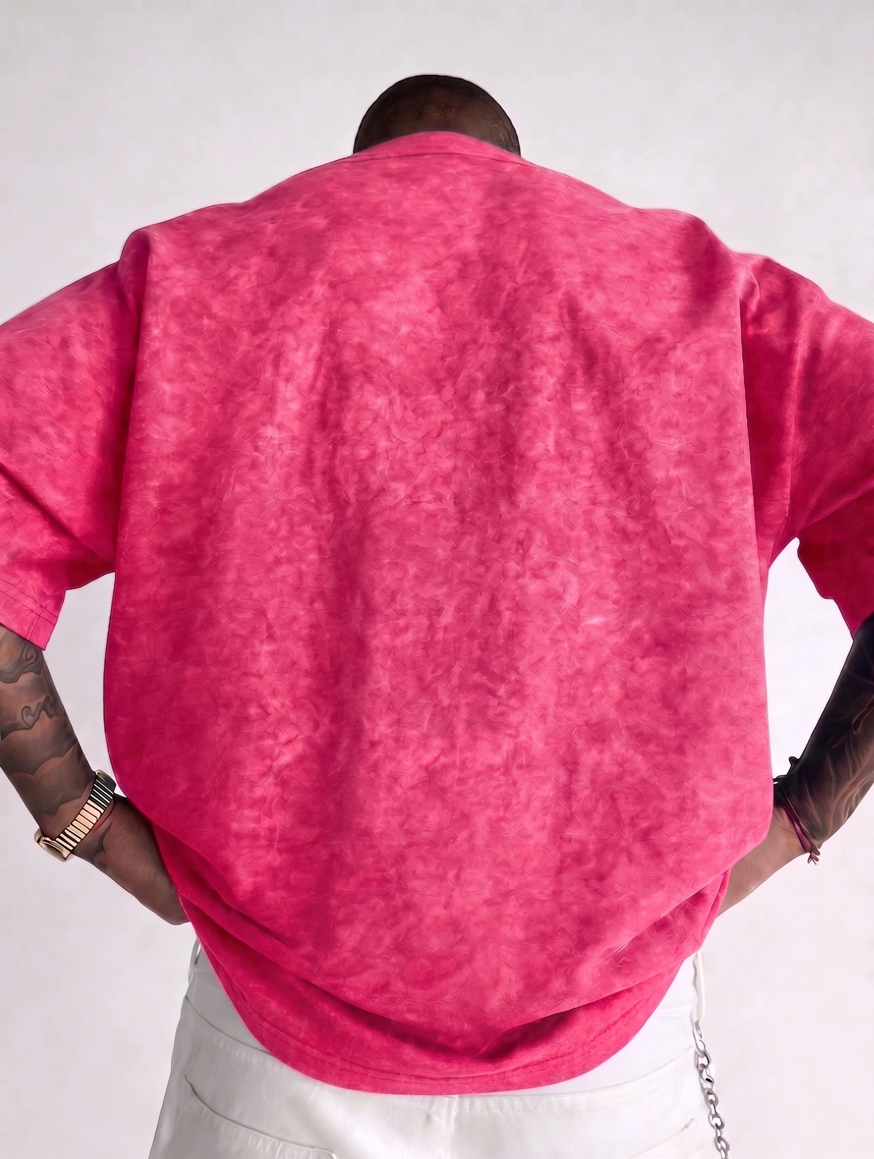 Pink Mineral washed oversized graphic tee, crew neck collar detail