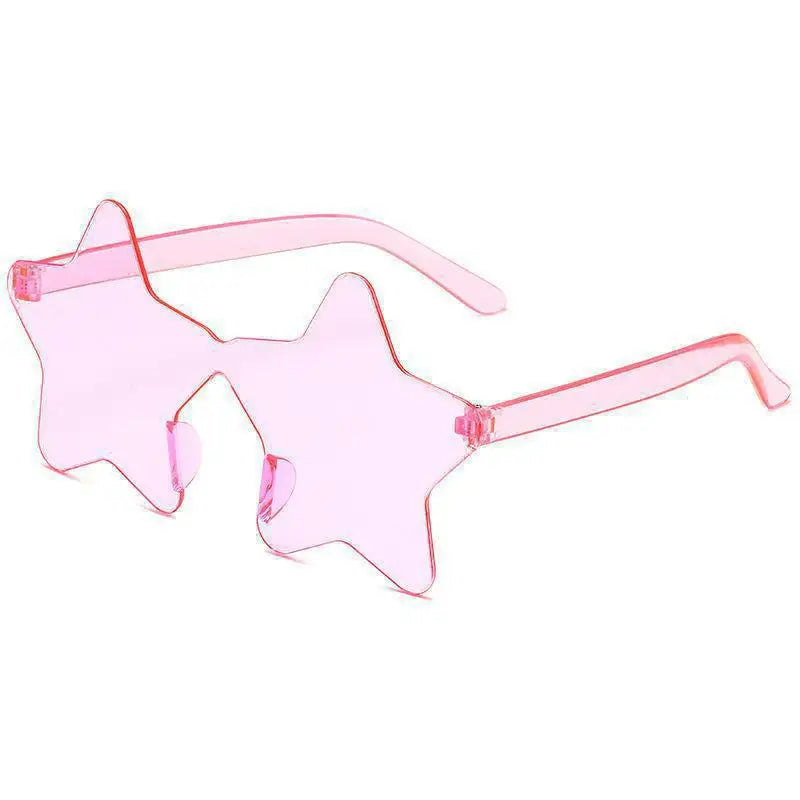 Pink Star-shaped transparent jelly sunglasses, group shot