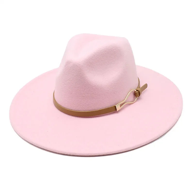 Pink Wide-brim print fedora hat second lifestyle outdoor shot