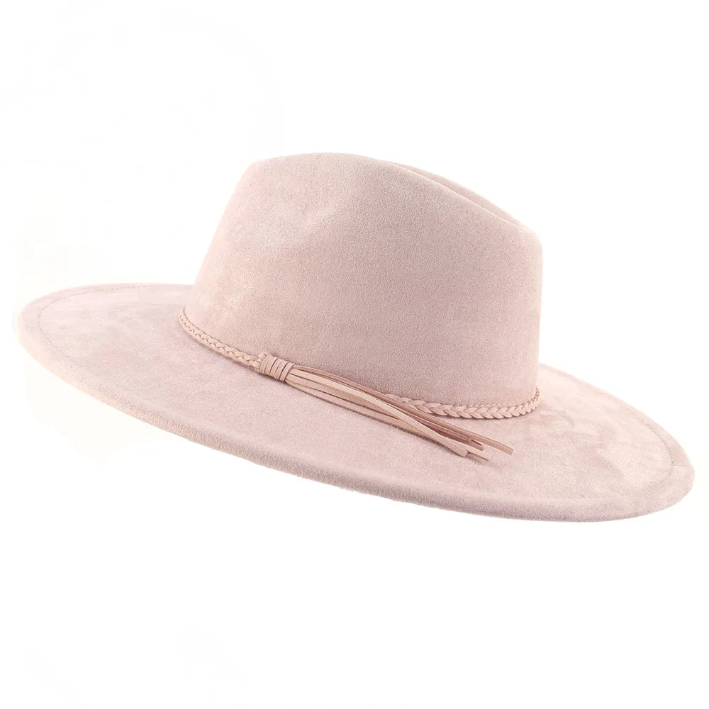 Wide Brim Suede Fedora Hat