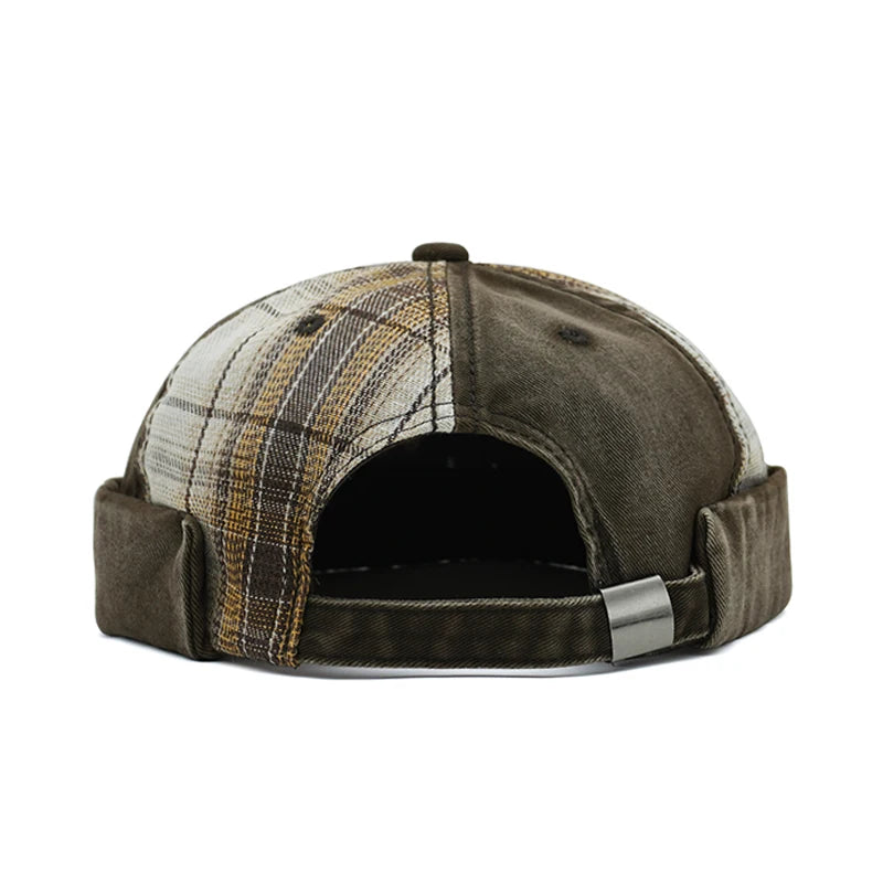 Plaid docker cap, pattern detail