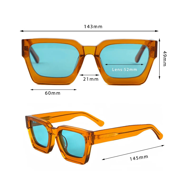 Close-up detail of TAC polarized UV400 lens on square sunglasses
