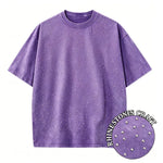 Purple 1 Rhinestone vintage wash oversized distressed tee — size guide