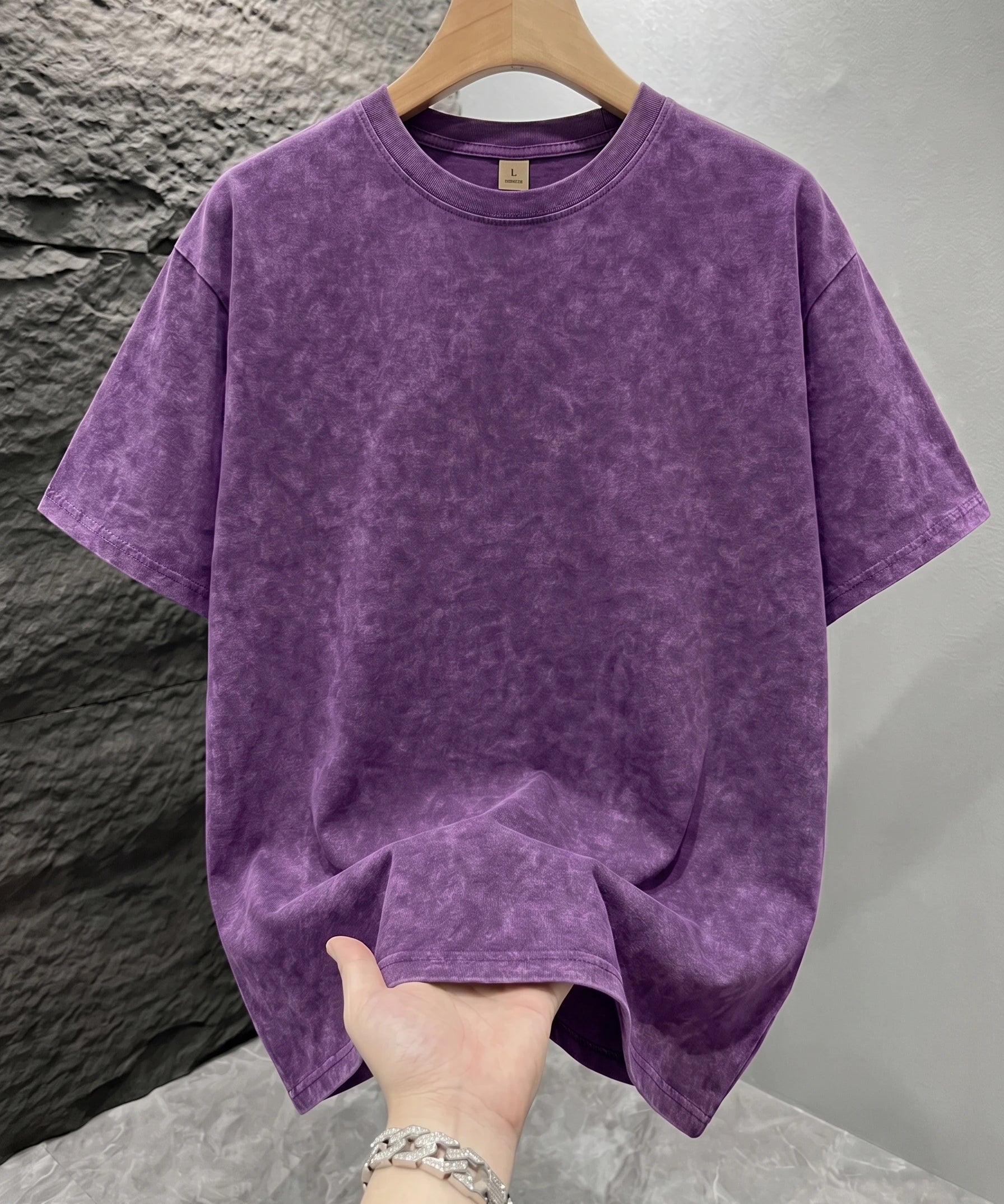 Purple Mineral washed oversized graphic tee, lifestyle shot 6