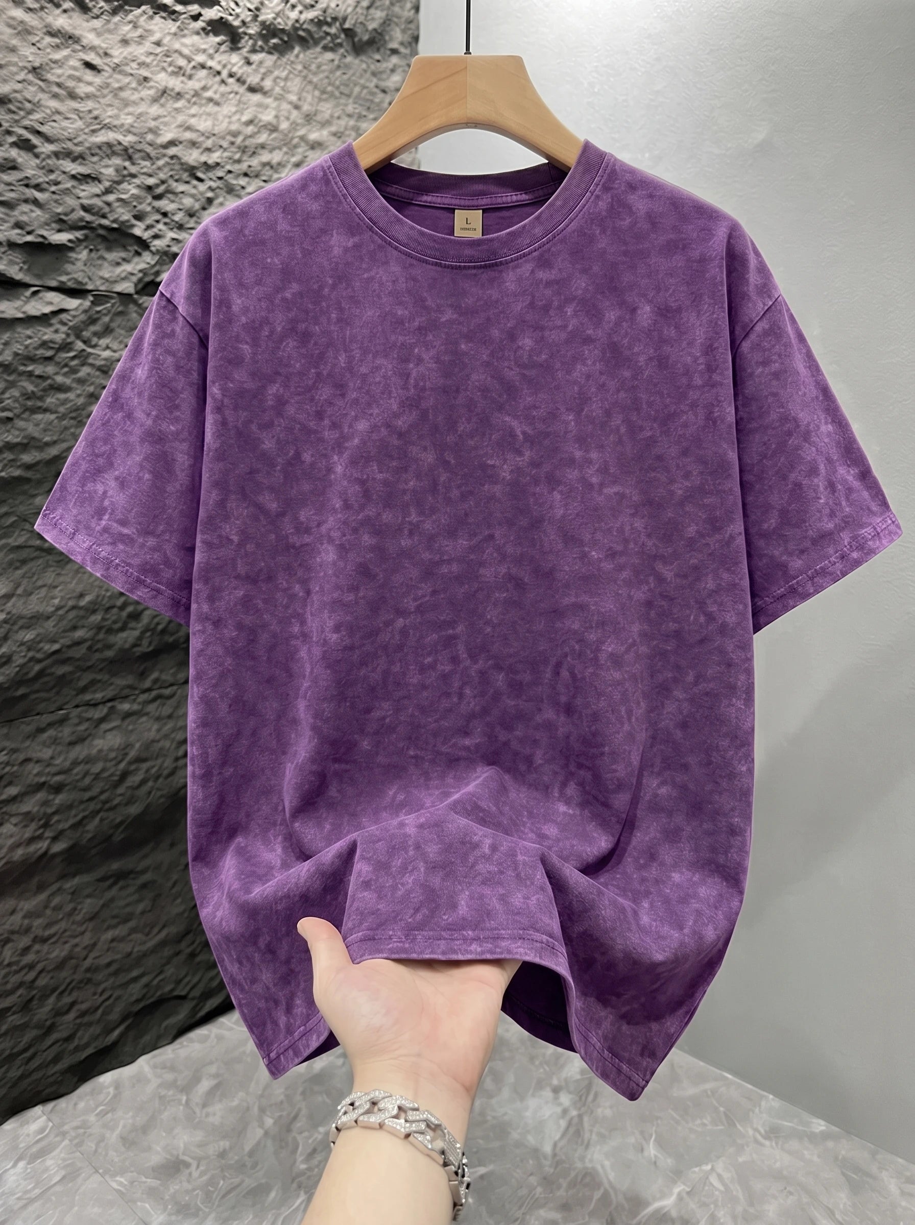 Purple Mineral washed oversized graphic tee, lifestyle shot 6