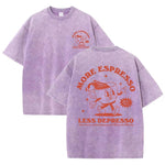 Purple More Espresso Less Depresso drop-shoulder tee — full body view