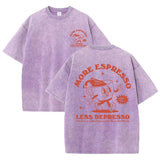 Purple More Espresso Less Depresso drop-shoulder tee — full body view