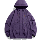 Purple jacket with a hood on a white background
