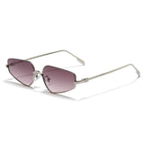 Sunglasses with pink lenses and silver frame on a white background