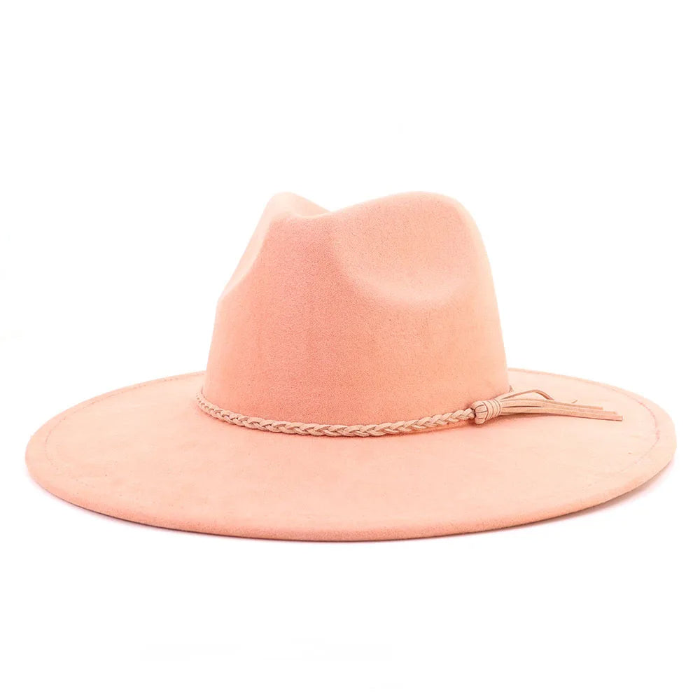 Wide Brim Suede Fedora Hat