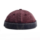 Red Cotton skullcap brimless hat — top view