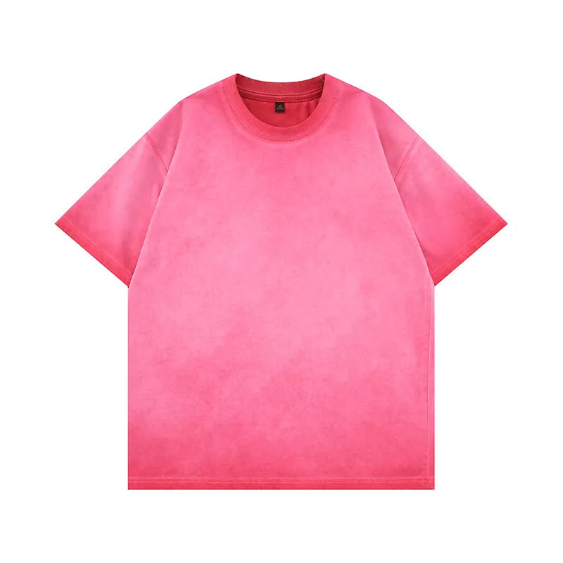 Red Loose fit gradient crew neck tee — lifestyle street style image