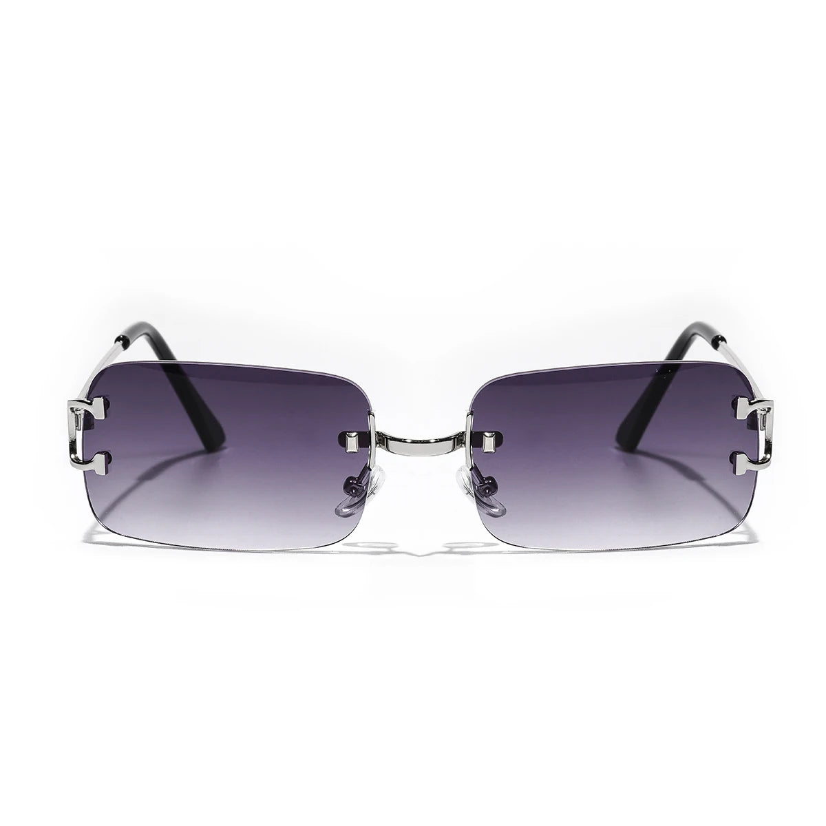 Rimless rectangle sunglasses, side view