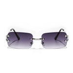 Rimless rectangle sunglasses, side view