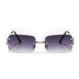 Rimless rectangle sunglasses, side view