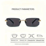 Size chart for Rimless Rectangle Sunglasses — Tinted Lens