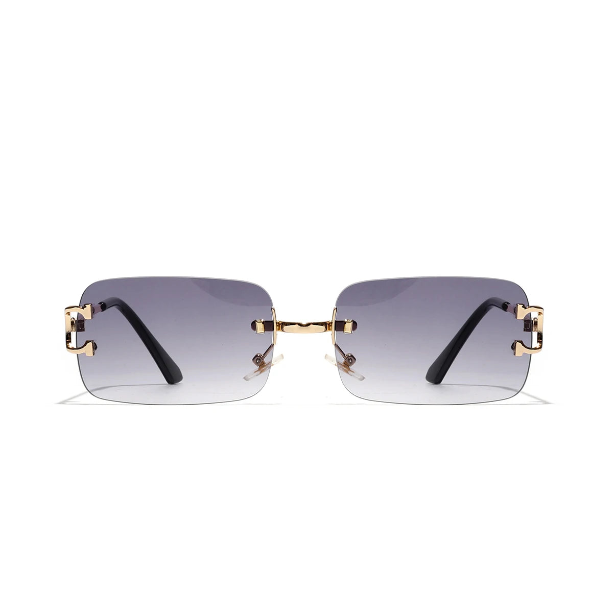 Rimless rectangle sunglasses, three-quarter view