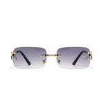Rimless rectangle sunglasses, three-quarter view