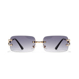Rimless rectangle sunglasses, three-quarter view