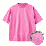 Rose Red 1 Rhinestone vintage wash oversized distressed tee — styled view 3
