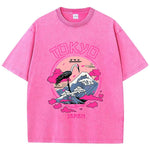 Rose Red Women's acid wash distressed graphic tee, back view