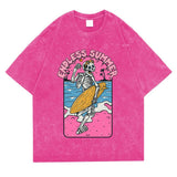 Rose Red Flat lay of Endless Summer Skeleton graphic tee — crew neck cotton t-shirt