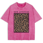 Rose red leopard print oversized tee — styled outfit shot