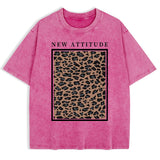 Rose red leopard print oversized tee — styled outfit shot