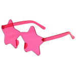 Rose Red Star-shaped transparent jelly sunglasses worn, side view