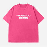 Rosered-White Prosecco Detox graphic tee — green colourway flat lay