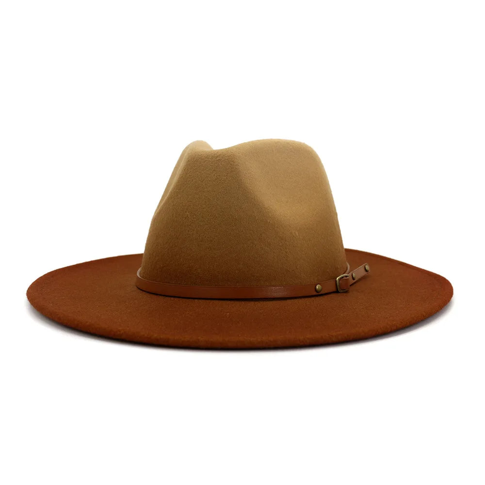 Urban Wide-Brim Felt Fedora with Leather Band