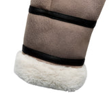 Shearling Lined Faux Leather Aviator Jacket - Women's Khaki Moto Coat with Belt