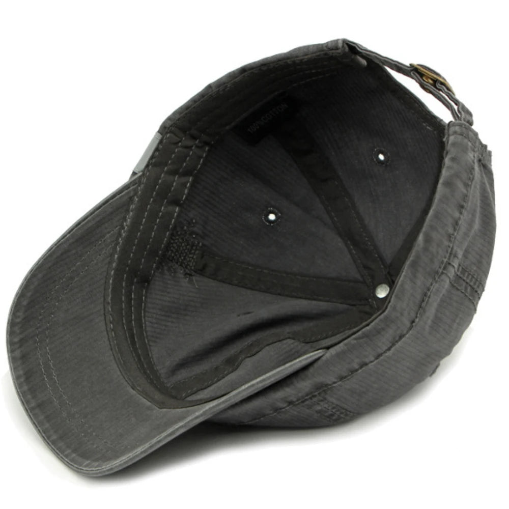 Short brim baseball cap — three-quarter view